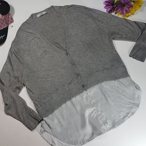 Zara Knit Gray Button Blouse, Size Medium